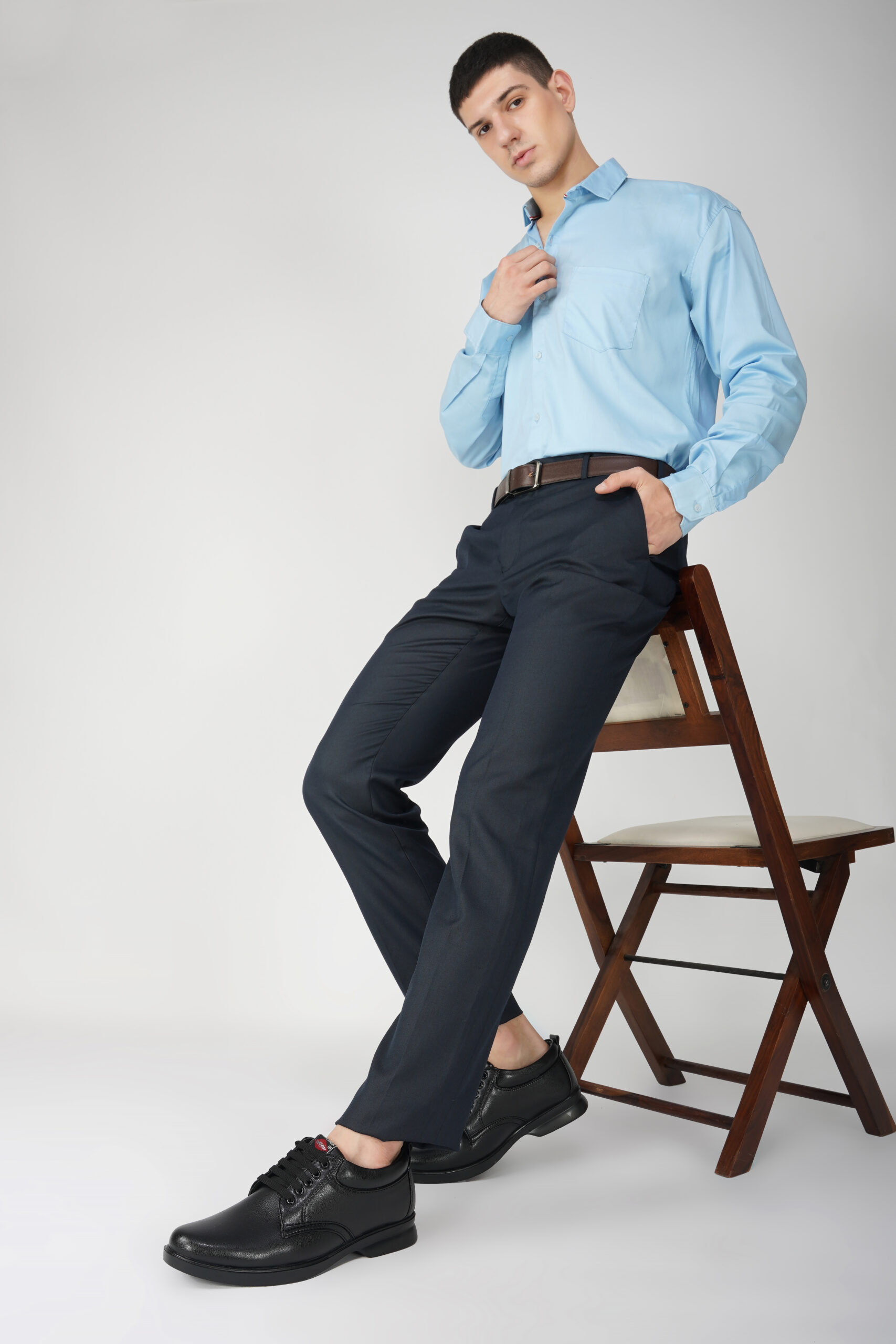 Leacom Mens Black Formal Shoes Comfort & Lightweight boots Lace Up For Men